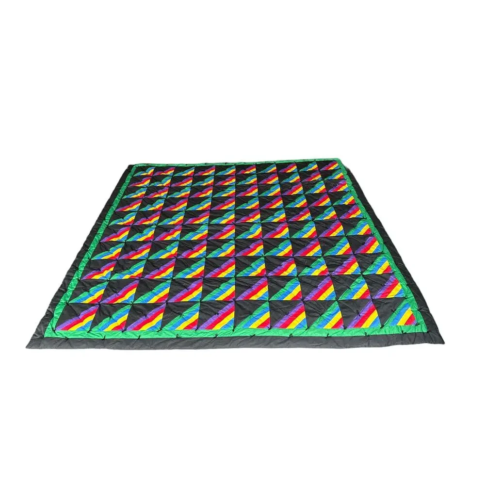 Rainbow‎ & Black Homemade Quilt 87x87